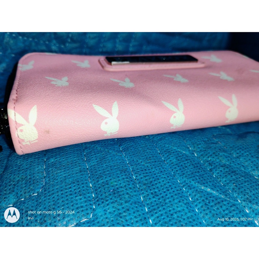 Playboy Womens Pink Bunny Logo Zip Around Wallet Faux Leather 8x4 - Picture 3 of 6